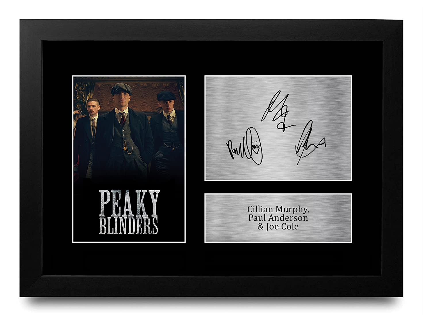 HWC Trading FR A4 Cillian Murphy Paul Anderson & Joe Cole Peaky Blinders Tommy, Arthur, John Shelby Gifts Printed Signed Autograph Picture for TV Show Fans - A4 Framed