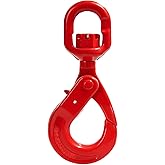 Kivomot Drop Forged Steel Swivel Self-Locking Hook,Heavy Duty Swivel Safety Hook,7165LB,Forged Steel,Large Swivel Eyes 3/8",High Load-Bearing,Red Spray Paint