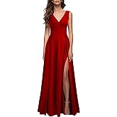MUSHARE Women's V Neck Sleeveless Split Formal Dress Cocktail Party Prom Long Dresses