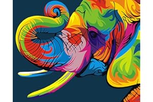 ifymei Paint by Numbers for Kids and Adults Beginner, DIY Gift Canvas Painting Kits for Boys and Girls, 16x20 Inch Colorful Elephants [Without Frame]