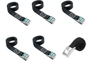 DONGAI 2 Ft x 1 inch Lashing Strap, Adjustable Lashing Strap Ratchet Strap, Heavy-Duty Ratchet Tie Strap, Zinc Alloy Lock, Up to 600 Pounds (6-pack, black)