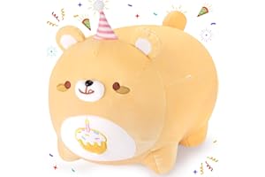 AUSPICIOUS BEGINNING Birthday Gift Bear Plush Pillow-16'' Bear Plushies Anime Plush-Kawaii Birthday Plush Bear Plushie Stuffed Animals Cute Plushies, Bear Plush Pillow Panda Plushie Birthday Gifts for Kids Boys Girls
