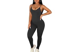SLIOT Workout Jumpsuits for Women Gym Clothes Bodycon Jumpsuit One Piece Bodysuit Outfits Romper Yoga Body Suit Tight Onesie