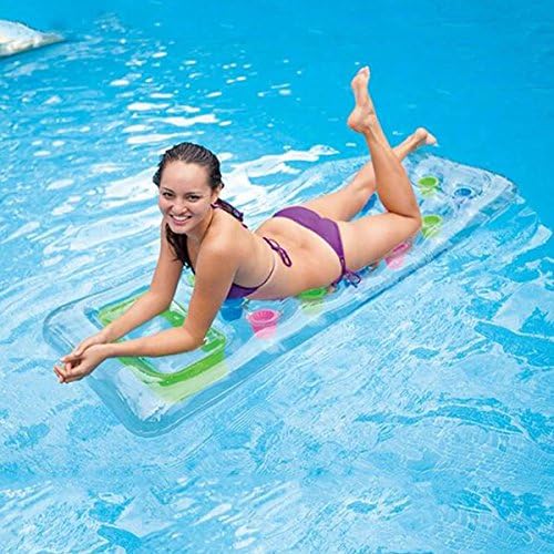 Inflatable Lounge,Zelog 18-Pocket Mattress Suntanner Pool Lounger / Headrest for Adult Kids