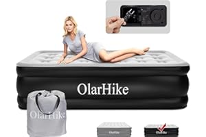 OlarHike Inflatable Twin Air Mattress with Built in Pump,16" Elevated Air Mattresses for Camping,Home&Guests,Fast&Easy Inflation/Deflation Airbed,Black Double Blow up Bed,Travel Cushion,Indoor