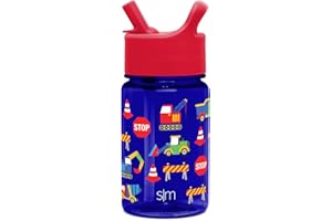 Simple Modern Kids Water Bottle Plastic BPA-Free Tritan Cup with Leak Proof Straw Lid | Reusable and Durable for Toddlers, Boys | Summit Collection | 12oz, Under Construction