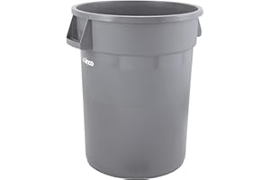 Winco Heavy-Duty Round Waste Container/Trash Can, 20 Gallon, Gray