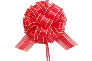 HQJAXJ 6pcs Pull Bows,Bows for Gift Wrapping Pull Bow Ribbon Pull Bows for Wedding Baskets,Gift Bows,Large Bows for Presents (red)