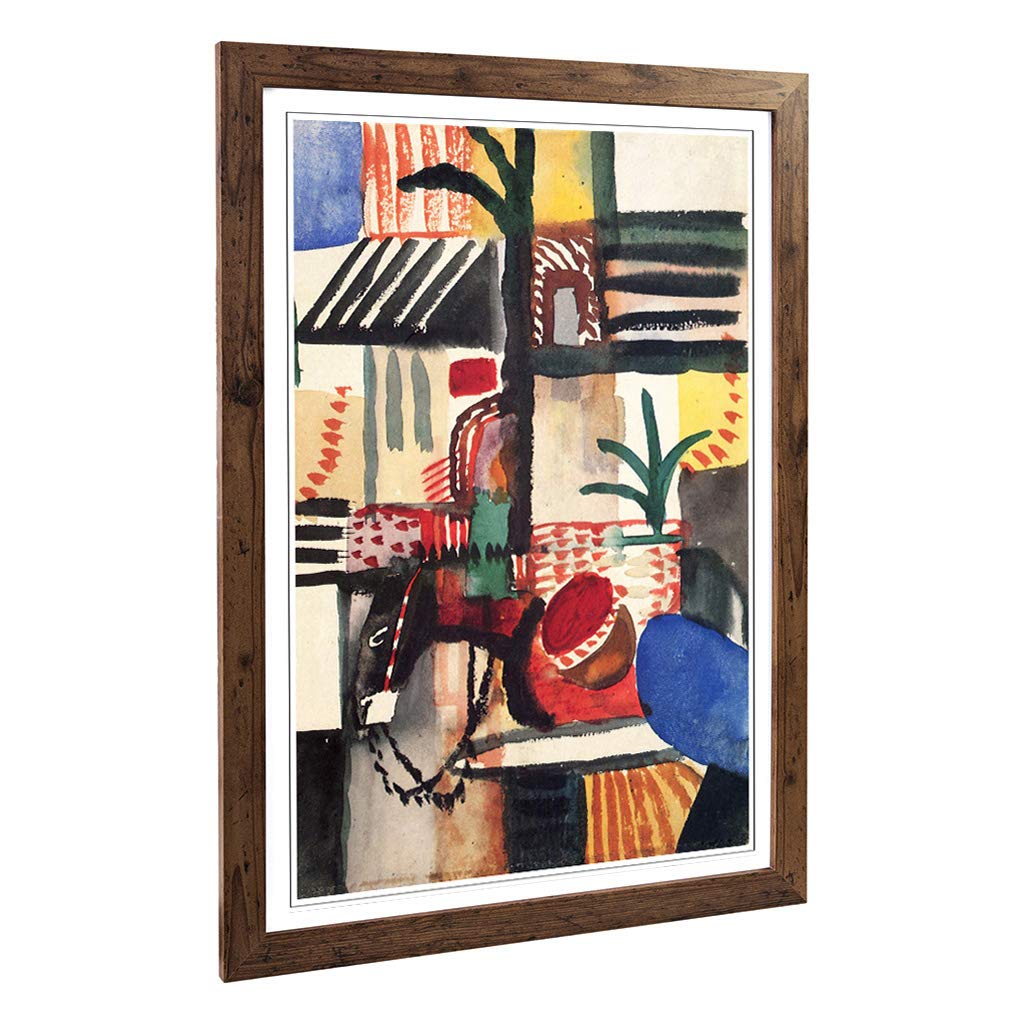 Big Box Art Framed Print of August Macke Man with a Donkey Design | Wall Art Picture | Home Decor for Kitchen, Living, Dining Room, Bedroom, Hallway, Office, Walnut, A2 / 24.5x18 Inch / 62x45cm