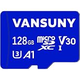 Vansuny Micro SD Card 128GB microSDXC Memory Card with SD Adapter A1 App Performance V30 4K Video Recording C10 U3 Micro SD for Phone, Security Camera, Dash Cam, Action Camera