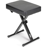 On-Stage KT7800 Three-Position X-Style Keyboard Bench (Portable, Folding, Seating for Keyboards, Synths, Organs, and Pianos, Adjustable Height, Padded, Cushioned, Metal Base, Rubber Feet, Black)