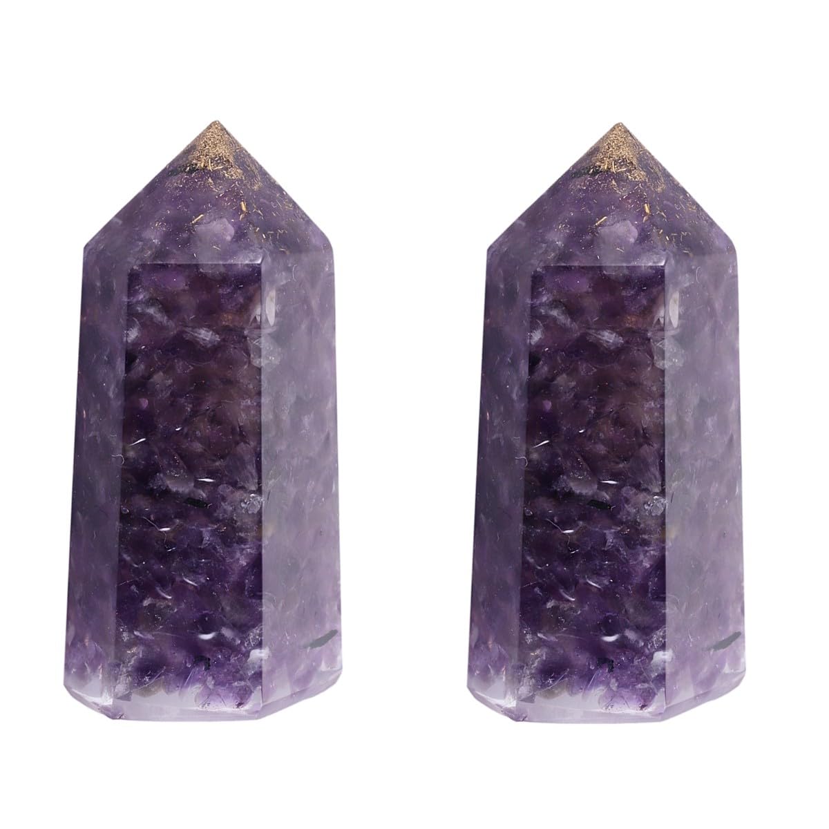 mookaitedecor Set of 2 Natural Amethyst Healing Crystal Point Wands 2 Inch, Polished Tumbled Pocket Stone Hexagonal Wand Reiki Chakra Small Purple Energy Crystals Witchcraft Decor Wiccan Gifts