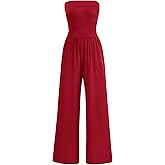 PRETTYGARDEN One Piece Strapless Jumpsuits for Women Dressy Casual Wide Leg Tube Rompers Jumper Beach Vacation Summer Outfits