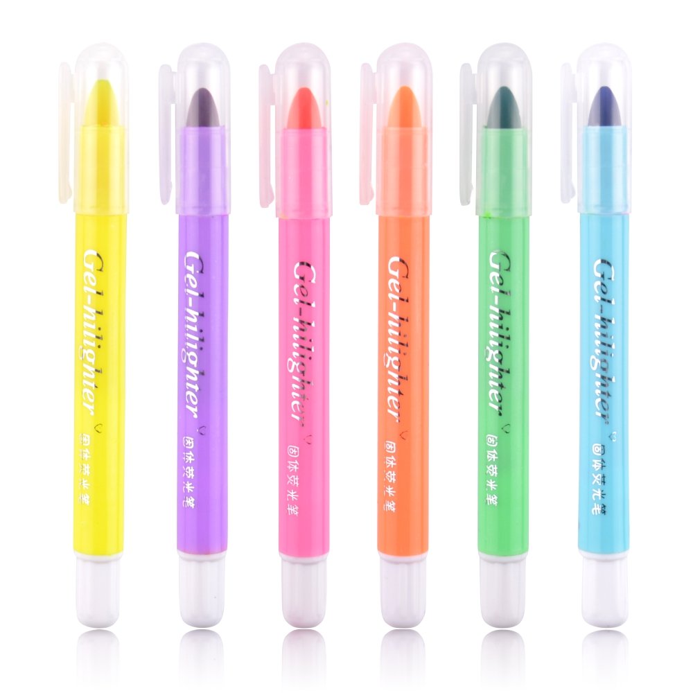 JXTZ Pack of 6 Pcs Cute Cool Novelty Candy Color Solid Jelly Highlighter Pen Office School Supplies Students Children Gift