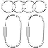 Hpmjz 2 Pack Brass Key Rings Screw Lock Keychain Carabiner Keychain Clip Metal Keyring Organizer Ring Purse Bag Charms with 4 Rings Carabiner for Men and Women Handbags