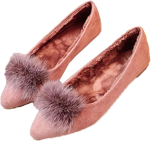 Amazon トブイシューズ イイ女ポインテッド ファー デザイン ローヒール パンプス ポインテッドトゥ レディース 痛くない 可愛い 甲ファー 1cmヒール フラットヒール 大きいサイズ 小さいサイズ 秋 冬 秋冬 フラットパンプス ファーパンプス 靴 パンプス