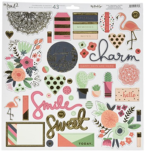 My Minds Eye OT2016 On Trend 2 Chipboard Elements, 12" by 12", Multicolor
