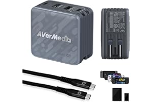 AVerMedia Portable Charger for Nintendo Switch, Steam Deck Dock, 100W GaN Fast Charging, TV Docking Station with 4K60 HDMI, Compatible with iPhone, iPad, Laptop, PC, Gaming Accessories - GC313