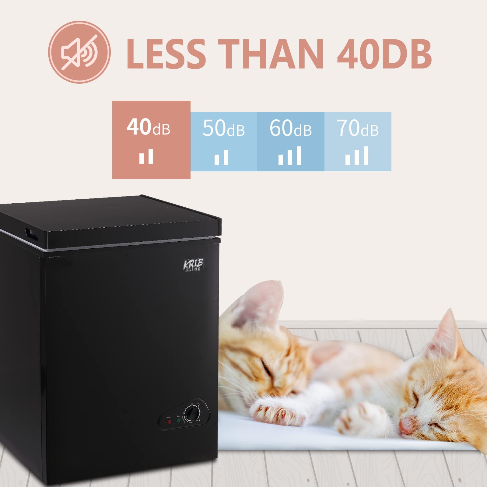 3.5 Cu.Ft Compact Chest Freezer with Removable Basket, Top Door Open Freestanding Deep Freezer with 7 Gears Temperature Adjustment, Ideal for Home, Kitchen & Office, Black (72Q)