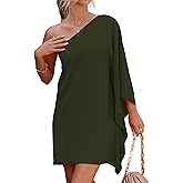 Jhsnjnr Women's Short Wedding Guest One Shoulder Dresses Formal Batwing Sleeve Club Party Cocktail Dress