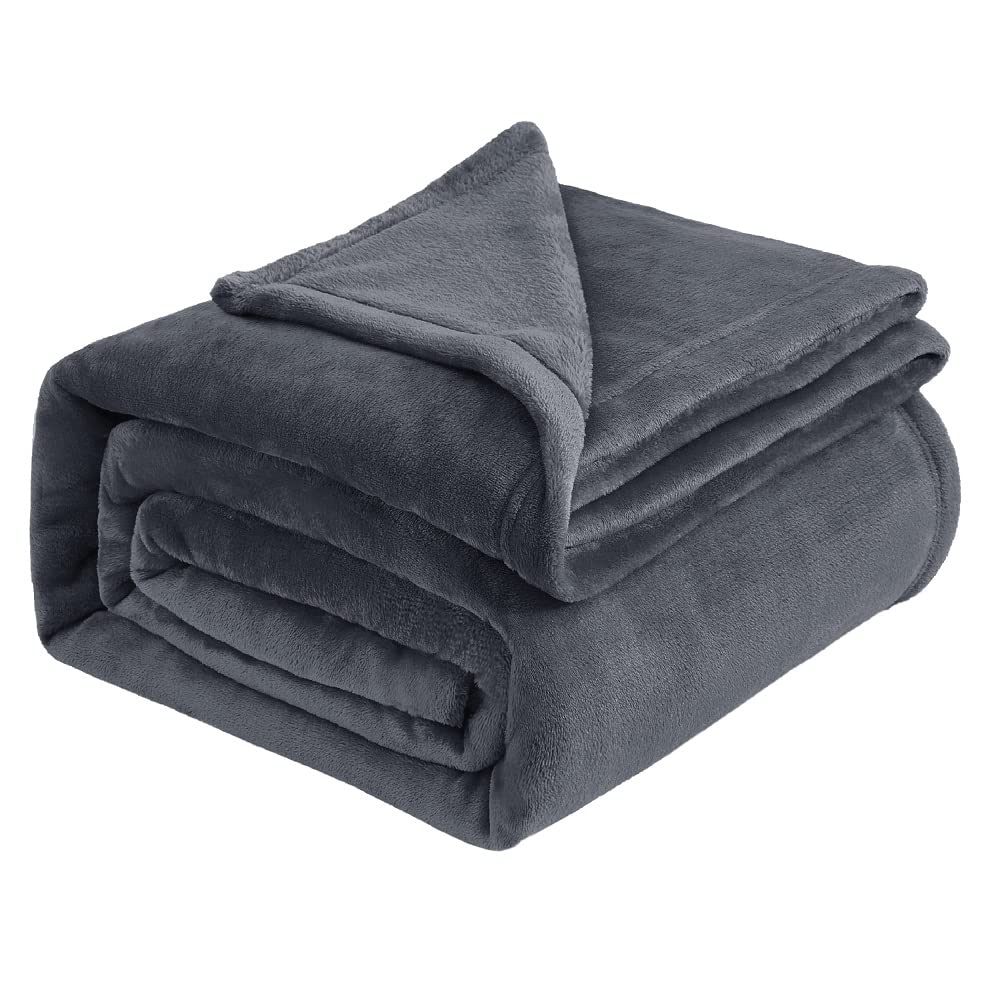 IR Imperial Rooms Fleece Blanket Throws for Sofas – Soft Fluffy 400 GSM Silk Touch Warm Blankets for Bed and Couch Bed Throw for Bedroom, Travel (Dark Grey, Throw/Single (130X150CM))