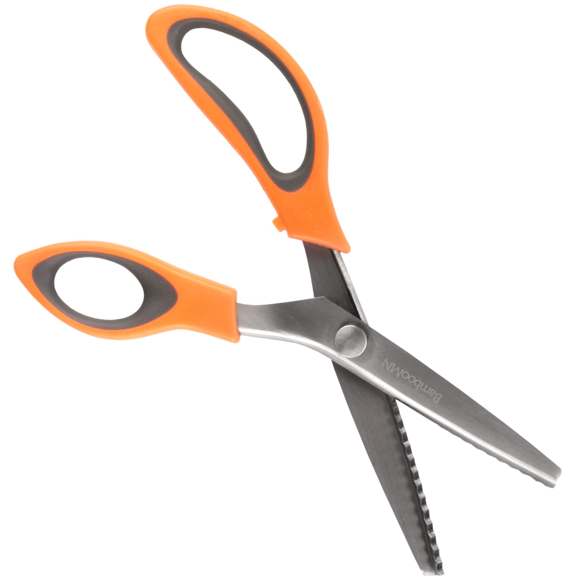 JubileeYarn Professional Grade Pinking Shears - 9.5" Serrated Stainless Steel - Orange & Grey - 1 Pair