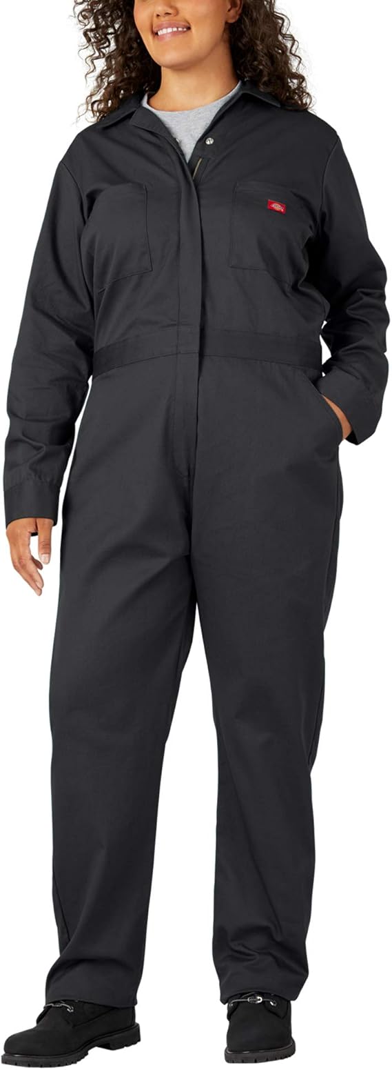 Dickies Women's Plus Size Long Sleeve Coverall, Black, 2PS