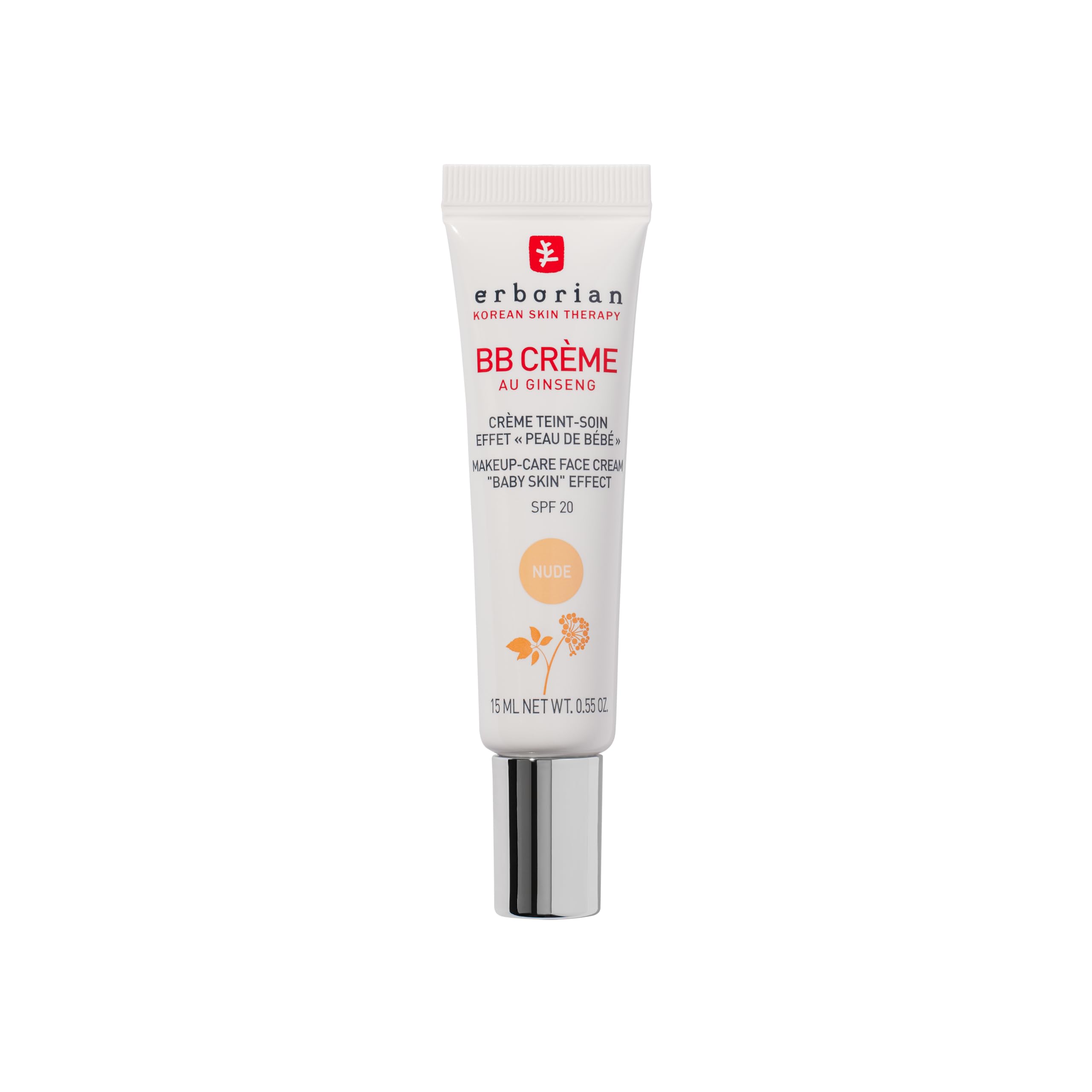 Erborian - BB Cream With Ginseng - Complexion Cream - "Baby Skin" Effect - Korean Cosmetic Treatment 5 -In -1 For SPF 20 - Nude 15 ml
