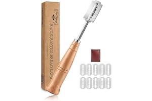 SAINT GERMAIN BAKERY SAINT GERMAIN Premium Hand Crafted Bread Lame for Dough Scoring Knife, Tool Sourdough Slashing with 10 Blades Included Replacement Authentic Leather Protector Cover