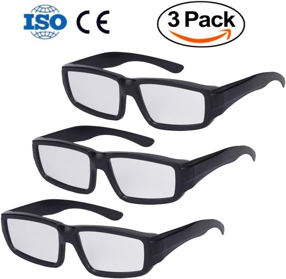 Plastic Solar Eclipse Glasses CE and ISO Certified | 2017 Cool Style Shades | Safe Solar Viewing, Viewer and Filter, Eye Protection (3 Pack)