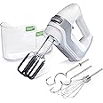 Hamilton Beach Professional 7-Speed Digital Electric Hand Mixer with High-Performance DC Motor, Slow Start, Snap-On Storage Case, SoftScrape Beaters, Whisk, Dough Hooks, White (62656)