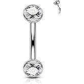 COCHARM Titanium Belly Button Ring 14G Clear CZ Belly Button Piercing Internally Thread Belly Navel Rings for Women