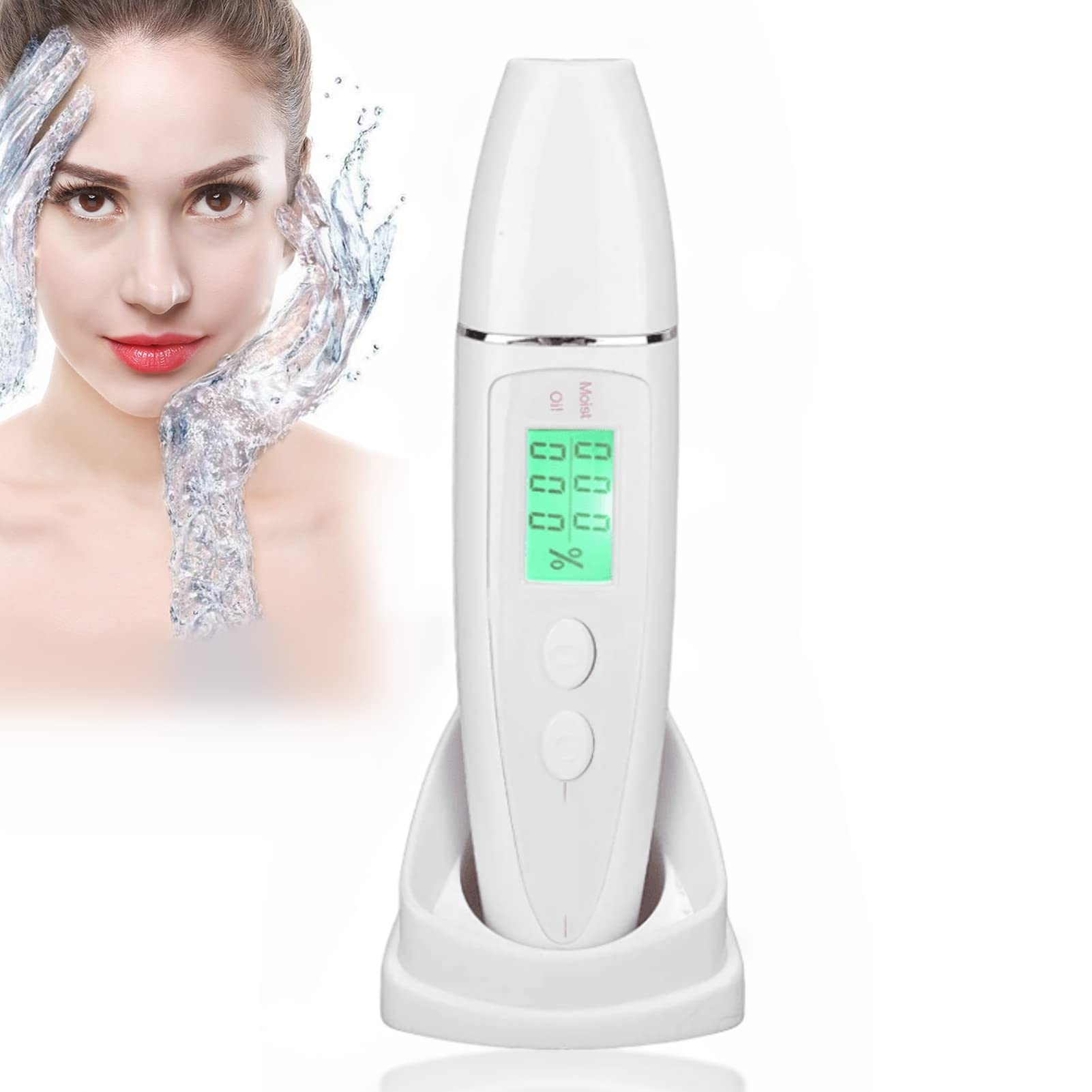 Digital LCD Skin Tester, Water Oil Tester Analysis, Portable Digital Skin Detector Pen, Facial Moisture Tester Detector for Home Beauty Salon(01)