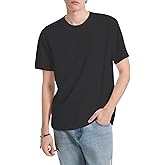 Hlizonn Men's Cotton Crewneck T-Shirts, Moisture-Wicking, Stretch, Breathable & Soft Everyday Undershirts, Stay-Tucked Fit (XX-Large, Black)