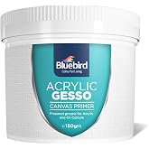 BLUEBIRD Heavy Gesso Primer for Acrylic Painting, White, 5.3Oz / 150 GM Full Tub, Gesso Surface Prep Medium For Acrylic Paint and Oil Paint