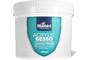 BLUEBIRD Heavy Gesso Primer for Acrylic Painting, White, 5.3Oz / 150 GM Full Tub, Gesso Surface Prep Medium For Acrylic Paint and Oil Paint