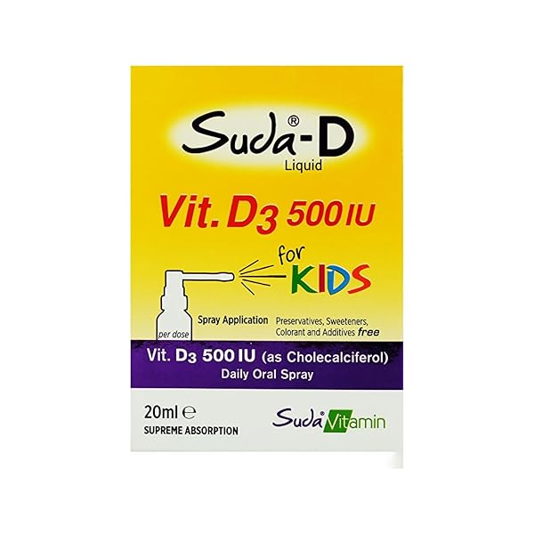 SUDA-D KIDS VITAMIN D3 DAILY ORAL SPRAY, 500 IU (12.5 MCG) PER PUFF, IMMUNE HEALTH, SUPREME ABSORPTION, UNFLAVORED, PRESERVATIVES SWEETENERS COLORANTS AND ADDITIVES FREE, 20 ML – 133 PUFF SERVICE