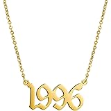 HIJONES Stainless Steel Birth Year Necklace for Men Women Boys Girls Number Pendant Necklace Birthday Gifts Charm 1990-2009