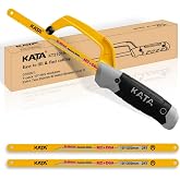 KATA 10 Inch Mini Hacksaw for Metal Cutting with 3PCS Blades in Tight Space | Compact 24 TPI Small Handsaw for Light Cuts on Metal Rods, PVC, Plastic, Tubing, Bolts, Toolbox and Garage DIY Repair