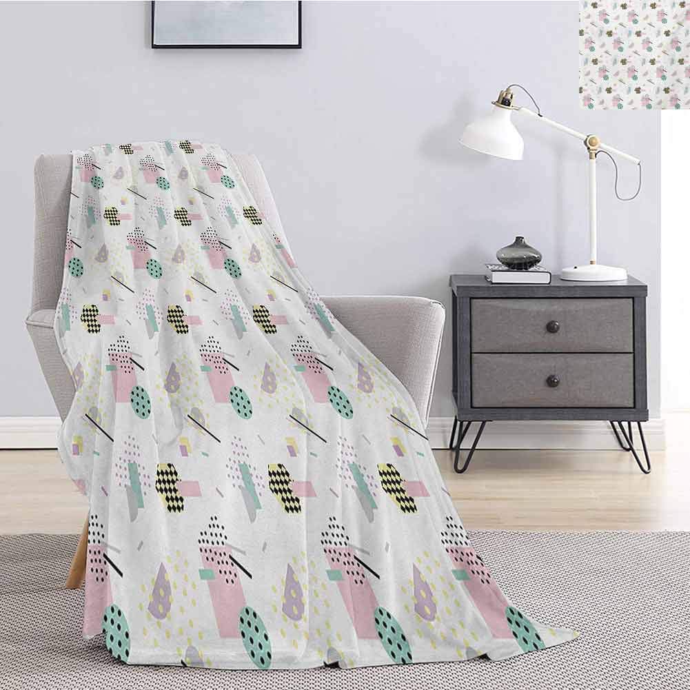 Modern Art Bedding Microfiber Blanket Pastel Colored Diagonal and Hexagonal with Dots Inside Hipster Kids Themed Art Super Soft and Comfortable Luxury Bed Blanket W70 x L70 Inch Multicolor