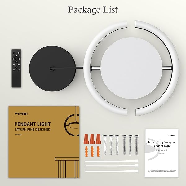 FIMEI LED SATURN PENDANT LIGHTS, 3000-6000K DIMMABLE ADJUSTABLE HANGING CHANDELIER SATURN RING DESIGN FOR DINING ROOM KITCHEN ISLAND ENTRYWAY BEDROOM FOYER BLACK (BLACK, 1)
