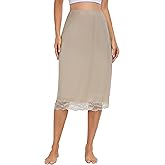 Sopesil Half Slips for Women Long Underskirt with Lace Trim Ladies Soft Half Slip Under Skirt