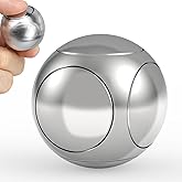 Fidget Hand Roller Metal Stress Ball Finger Anxiety Relief Fidget Spinner Toy for Kid Adult, Handheld Fingertip Gyro Kinetic Toy Stocking Stuffer Birthday Valentine Gift - Silver
