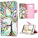 Badalink Case for LG V20 Wallet Case (2016) Flip Folio Kicktand Case PU Leather Case Shockproof Soft TPU Flexible Inner Bumper Colorful Painting Protective Card Slots Cover for LG V20 - Colorful Tree