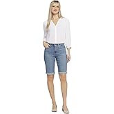 NYDJ Womens Petite Briella Jean Shorts with Roll Cuffs | Slimming & Flattering Fit