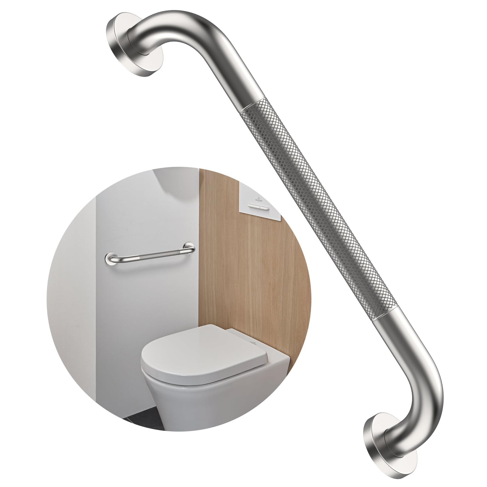 Photo 1 of 16 Inch Anti Slip Shower Grab Bar,Munzong Stainless Steel Handicap Grab Bars for Bathtubs and Showers,Brushed Nickel Knurled Balance Bar,Safety Hand Rail Support Elderly Senior Bath Handle