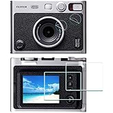 ULBTER Screen Protector for Fujifilm Instax Mini EVO Fuji Instant Camera LCD + Lens PET Flim [2+2Pack] Tempered Glass 9H Hard