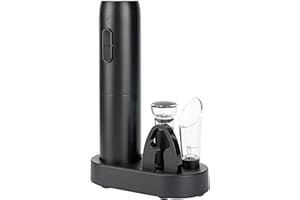 EXPTOLII Electric Wine Opener Set with Charging Base, Rechargeable Automatic Corkscrew Bottle Opener with Pour, Preserver Vacuum Stopper, Foil Cutter, USB Charging Cable