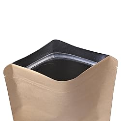 100/Pack Flat-Style Kraft Paper/Foil Zip Top