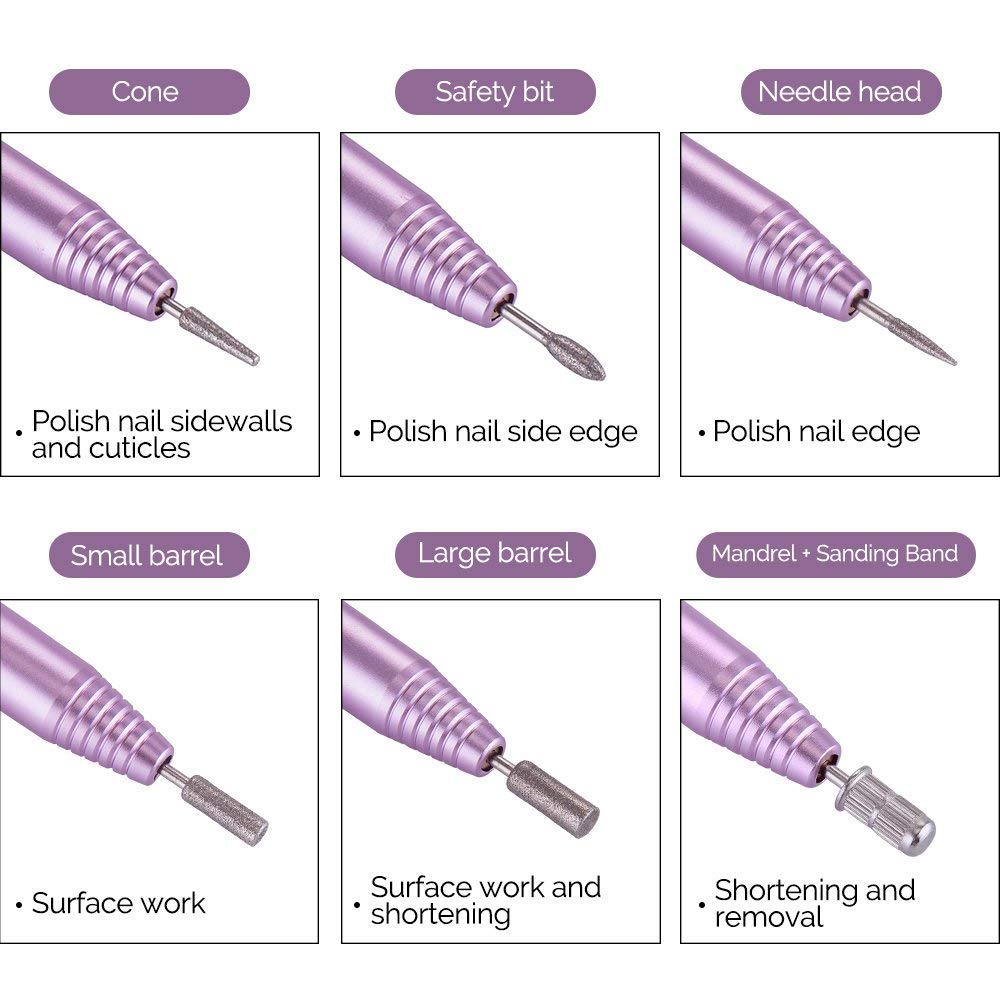 MelodySusie Portable Electric Nail Drill, Compact Efile Electrical Professional Nail File Kit for Acrylic, Gel Nails, Manicure Pedicure Polishing Shape Tools Design for Home Salon Use, Purple: Beauty